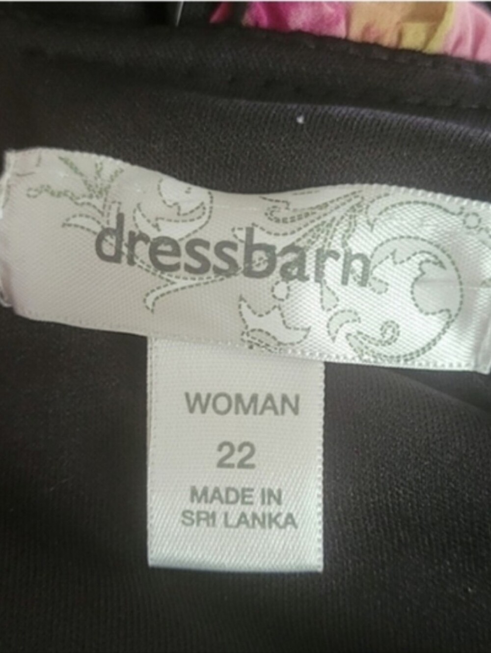 DRESS BARN Floral Black and Pink Dress Plus Size 22 - Picture 7 of 8
